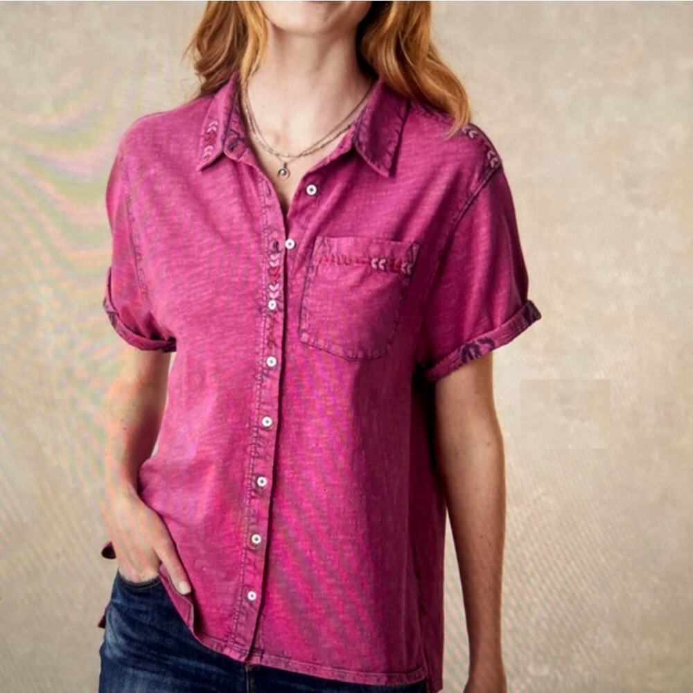 Sundance Bailey Grace Embroidered Button Front Shirt Top Size Small